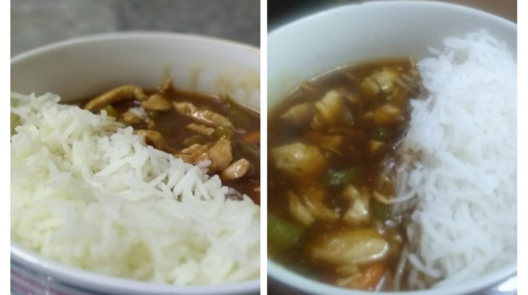 Authentic chicken curry with Steamed Rice